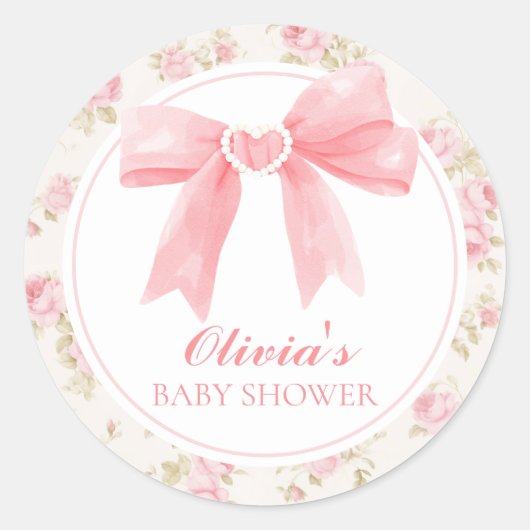 Sticker Rond Arc rose et baby shower de préppie rose (Devant)