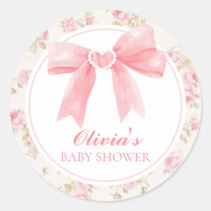 Sticker Rond Arc rose et baby shower de préppie rose