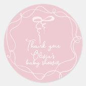 Sticker Rond Arc rose ondulé cadre élégant fille douche merci (Devant)