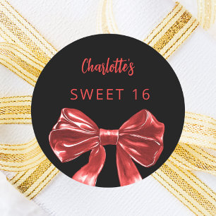 Sticker Rond Arc rouge noir Sweet 16