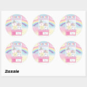 Sticker Rond Arcade Girl Anniversaire mignonne Claw rose (Feuille)