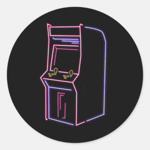Sticker Rond Arcade Video Gamer Machine de jeu Vintage 80s 90s