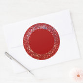 Sticker Rond Arcadia rouge avec cadre de parties scintillant (Enveloppe)