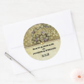 Sticker Rond Arch Art Nouveau Peacock Birds Sceau Mariage (Enveloppe)