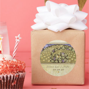 Sticker Rond Arch Art Nouveau Vignoble Peacock