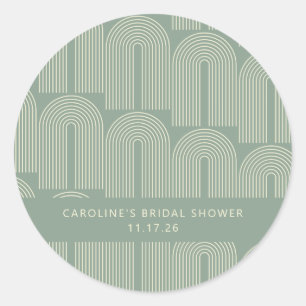Sticker Rond Arch Line Art Sage Fête des mariées personnalisée