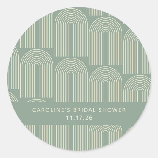Sticker Rond Arch Line Art Sage Fête des mariées personnalisée (Devant)