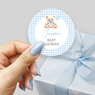Sticker Rond Arche de ballon Ourson Bleu Baby Boy Shower