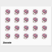 Sticker Rond Arche Mariage aquarelle avec fleurs rose et bleu (Feuille)