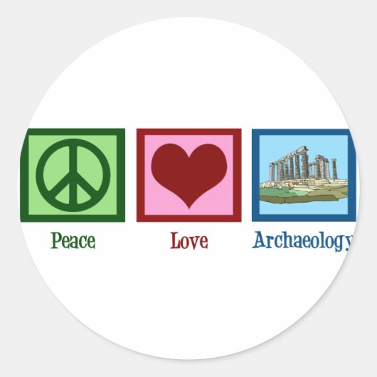 Sticker Rond Archéologie de l'amour pour la paix (Devant)