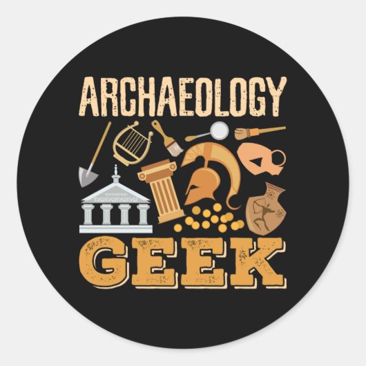 Sticker Rond Archéologie Professeur Geek Professeur Étudiant Ar (Devant)