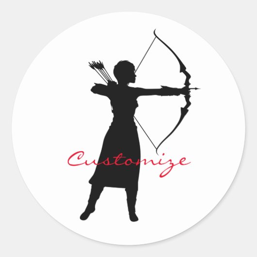 Sticker Rond Archer Femme Silhouette Thunder_Cove (Devant)