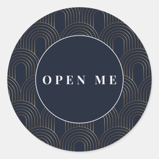 Sticker Rond Arches Art déco | Élégant "Ouvrez-moi" (Devant)