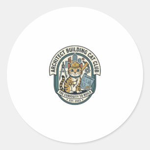 Sticker Rond Architect Building Cat Cat Graphic Tee Art - Archi