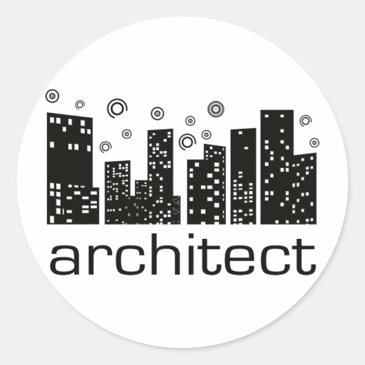 Sticker Rond Architecte Bâtiments design Cool! (Devant)