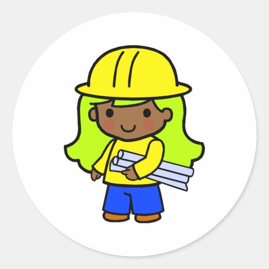 Sticker Rond Architecte fille 1 (Devant)