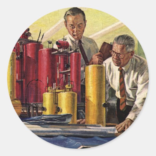 Sticker Rond Architectes travaillant dans un bureau, entreprise (Devant)