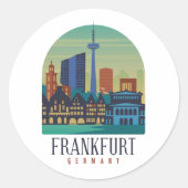 Sticker Rond Architecture Skyline de Francfort-Allemagne (Devant)