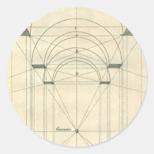 Sticker Rond Architecture vintage, perspective d'arche de la Re