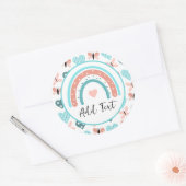Sticker Rond Arcs-en-ciel, papillons et coeurs personnalisés (Enveloppe)