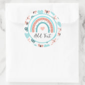 Sticker Rond Arcs-en-ciel, papillons et coeurs personnalisés (Sac)