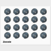Sticker Rond Ardoise Bleu Faux Gold Script Ampersane (Feuille)