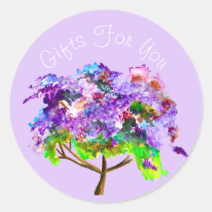 Sticker Rond Ardoise d'aquarelle violette Jacaranda