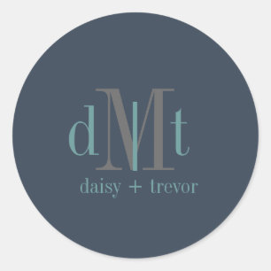 Sticker Rond Ardoise plate+Graphite+Monogrammes Turquoises