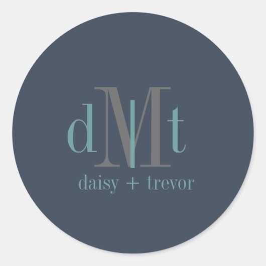 Sticker Rond Ardoise plate+Graphite+Monogrammes Turquoises (Devant)