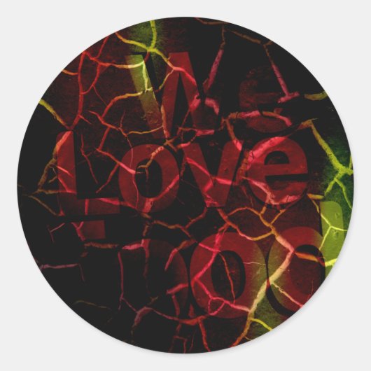 Sticker Rond Arêtes Frayées, Coeur Fort : Amour Indestructible (Devant)