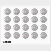 Sticker Rond Argent 25e anniversaire Faux Metal (Feuille)