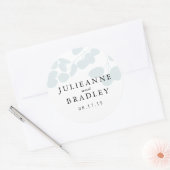 Sticker Rond Argent Bleu Eucalyptus Branche Mariage moderne (Enveloppe)