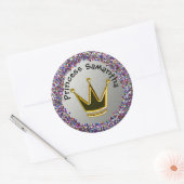 Sticker Rond Argent et arc-en-ciel Parties scintillant couronne (Enveloppe)