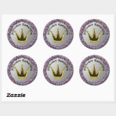 Sticker Rond Argent et arc-en-ciel Parties scintillant couronne (Feuille)