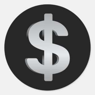 Sticker Rond Argent Et Monnaie