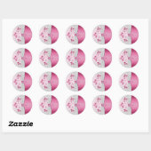 Sticker rond argent et rose de 1,5 po (Feuille)