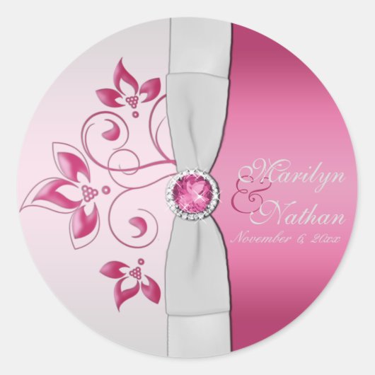 Sticker rond argent et rose de 1,5 po (Devant)