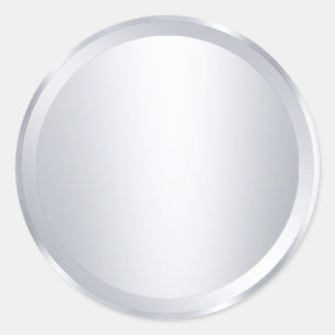 Sticker Rond Argent métallique personnalisé Look Blank Modèle m