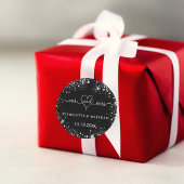 Sticker Rond Argent noir m. mrs coeur mariage