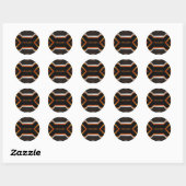 Sticker Rond Argent. noir, orange géométrique de jeu monogramme (Feuille)