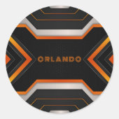 Sticker Rond Argent. noir, orange géométrique de jeu monogramme (Devant)