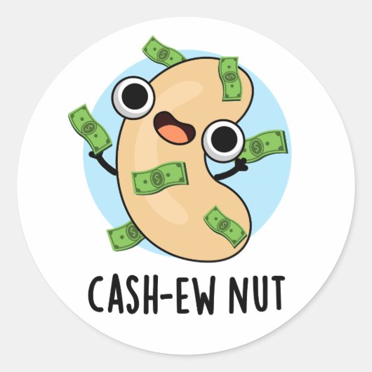 Sticker Rond Argent Nut Nut Funny Cashew Nut Pun (Devant)