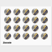 Sticker Rond Argent, or et noir mariage sceau (Feuille)