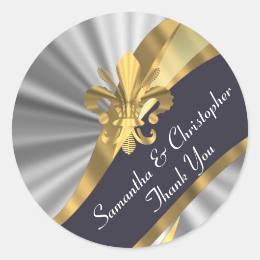 Sticker Rond Argent, or et noir mariage sceau (Devant)