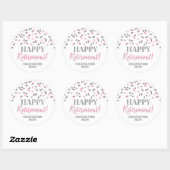Sticker Rond Argent rose Confetti joyeuse retraite (Feuille)