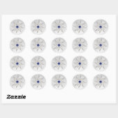 Sticker Rond argent royal bleu snowflakes mariage d'hiver (Feuille)