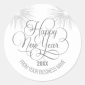 Sticker Rond Argent Script Bonne année (Devant)