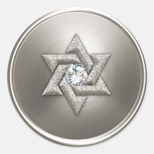 Sticker Rond Argent Star of David Enveloppe Seal (Devant)