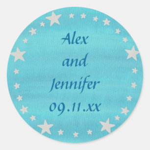 Sticker Rond Argent Stars Circle sur Blue Enregistrer les autoc