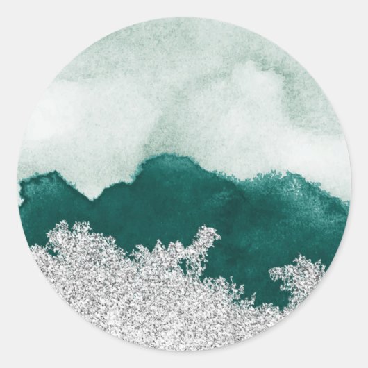 Sticker Rond Argent vert déchiré (Devant)